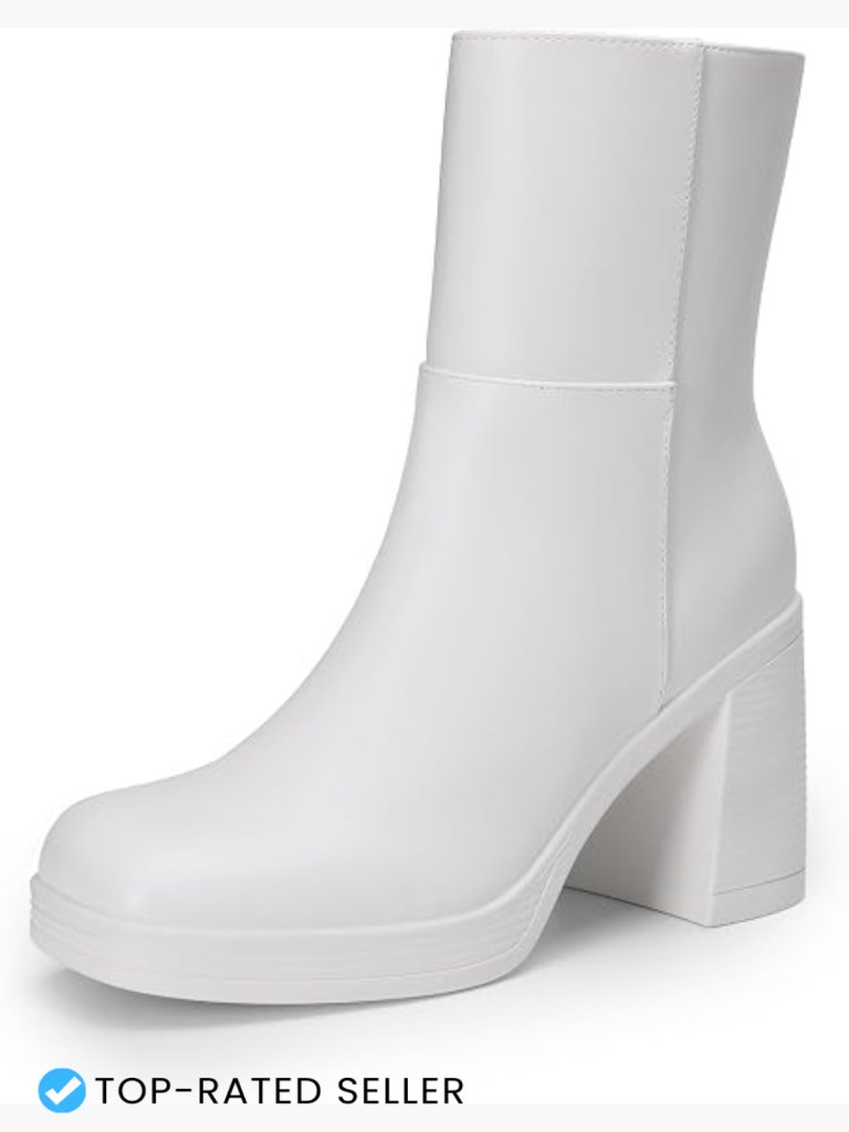 Women's Platform Gogo Ankle Boots Chunky High Heels Square Toe Party Side Zipper